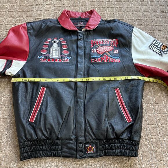 VTG Detroit Red Wings Stanley Cup Champions Leather Jacket Jeff Hamilton Large - Picture 13 of 14